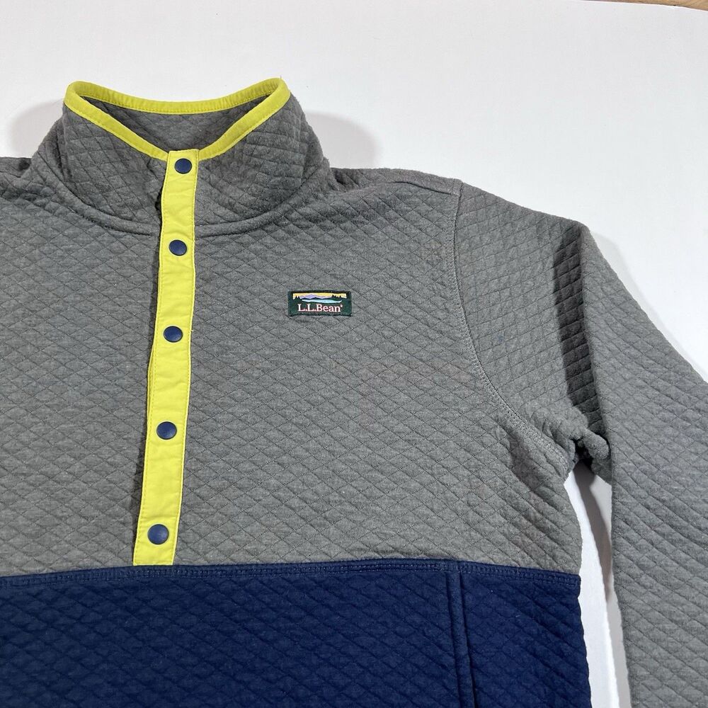 L.L.Bean Kids' Quilted 1/4 Snap Colorblock Pullover Sweater Large 14-16 - Picture 4 of 10